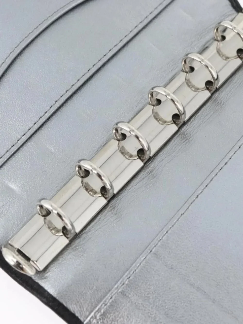 CHANEL Mademoiselle Agenda Day Planner Cover Leather Silver Black CC Auth mr2185